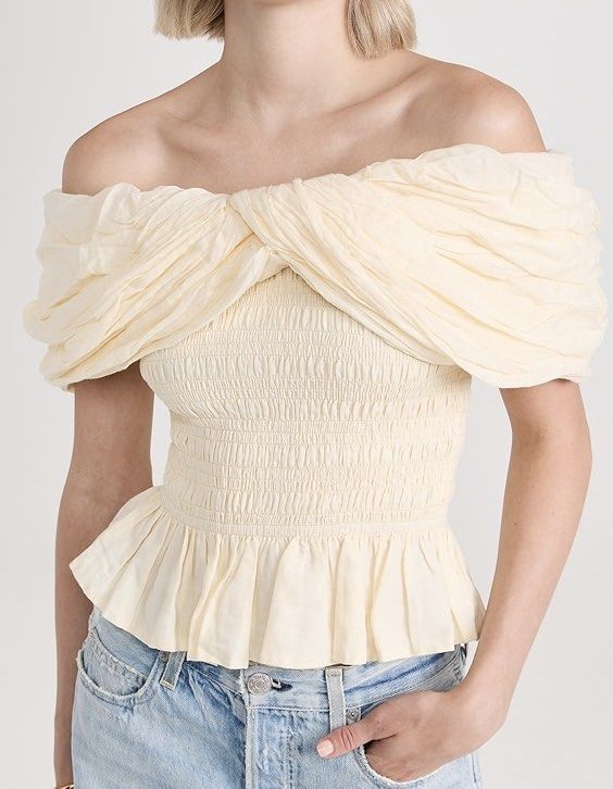 White Off Shoulder Top (Category: Others Tops) located in Manila. Submitted by manilaa (Listing ID 1435458051, Image 1). Description: - Can fit small-medium (but might be possible for large frames also as this is adjustable as seen on the fabric).