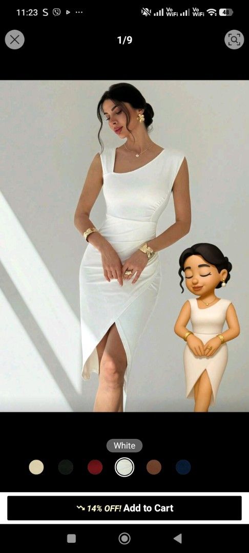 White Sleeveless Midi Dress (Category: Dresses) located in Manila. Submitted by kpoptions.ph (Listing ID 1435481152, Image 2). Description: - White midi dress - Unique neckline - Front slit - Sleeveless - Form-fitting - Ruched waist detail - Ideal for special occasions.