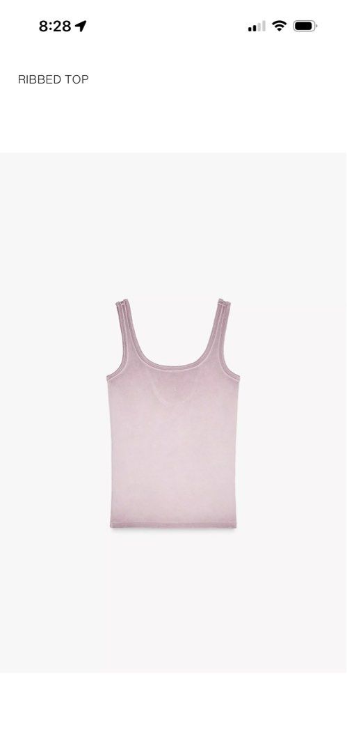 Zara mauve ribbed tank top (Category: Sleeveless) located in Manila. Submitted by 4caroll (Listing ID 1435395495, Image 1). Description: modal fabric super comfy.
