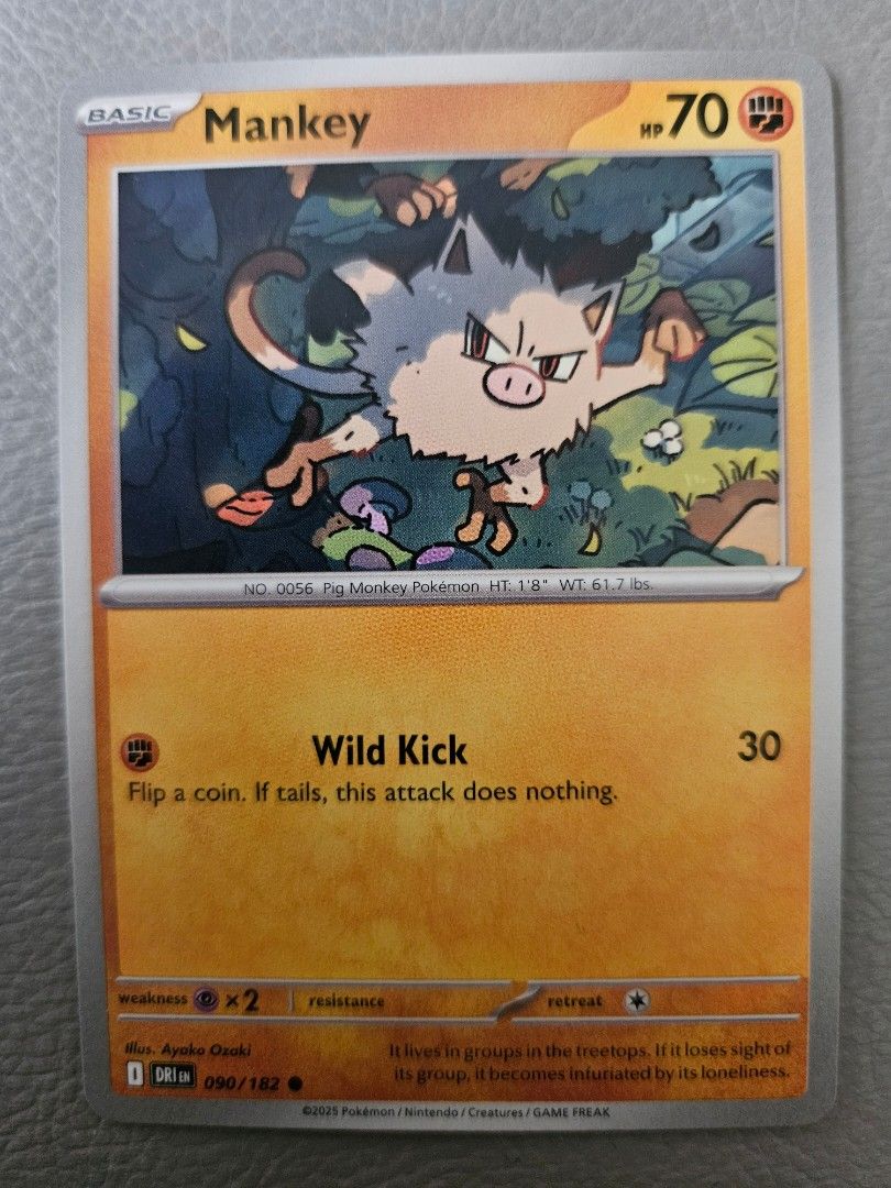 Mankey Destined Rivals 2025 Pokemon Destined Rivals 090 Mankey, Hobbies & Toys, Toys & Games ...