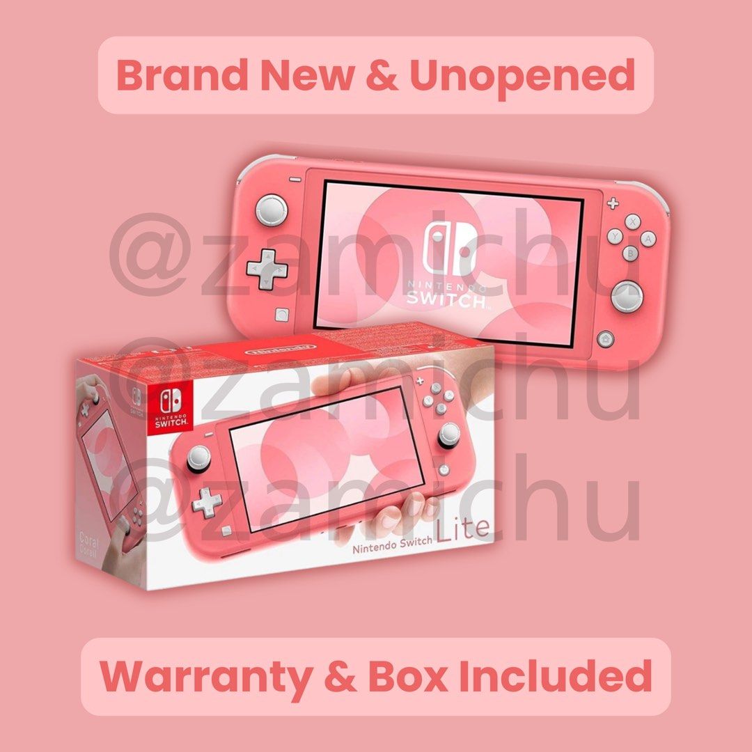 (4 LEFT) LIMITED Brand New Nintendo Switch Lite (Category: Nintendo) located in Las Pinas. Submitted by zamichu (Listing ID 1436544475, Image 1). Description: DETAILS ℹ️ - Clearance sale, comes in box, unused from official retailer. - Fixed price. - 2 years warranty included (receipt). - Only available in Coral Pink DELIVERY/MEET UP 📍 Courier: Lalamove - Customer can book for peace of mind and ease of access to link. - Listed as pre-order but ca