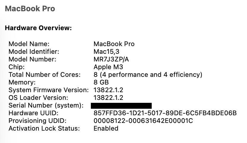 Apple MacBook Pro 14-inch M3 - 8GB RAM450143756873246721