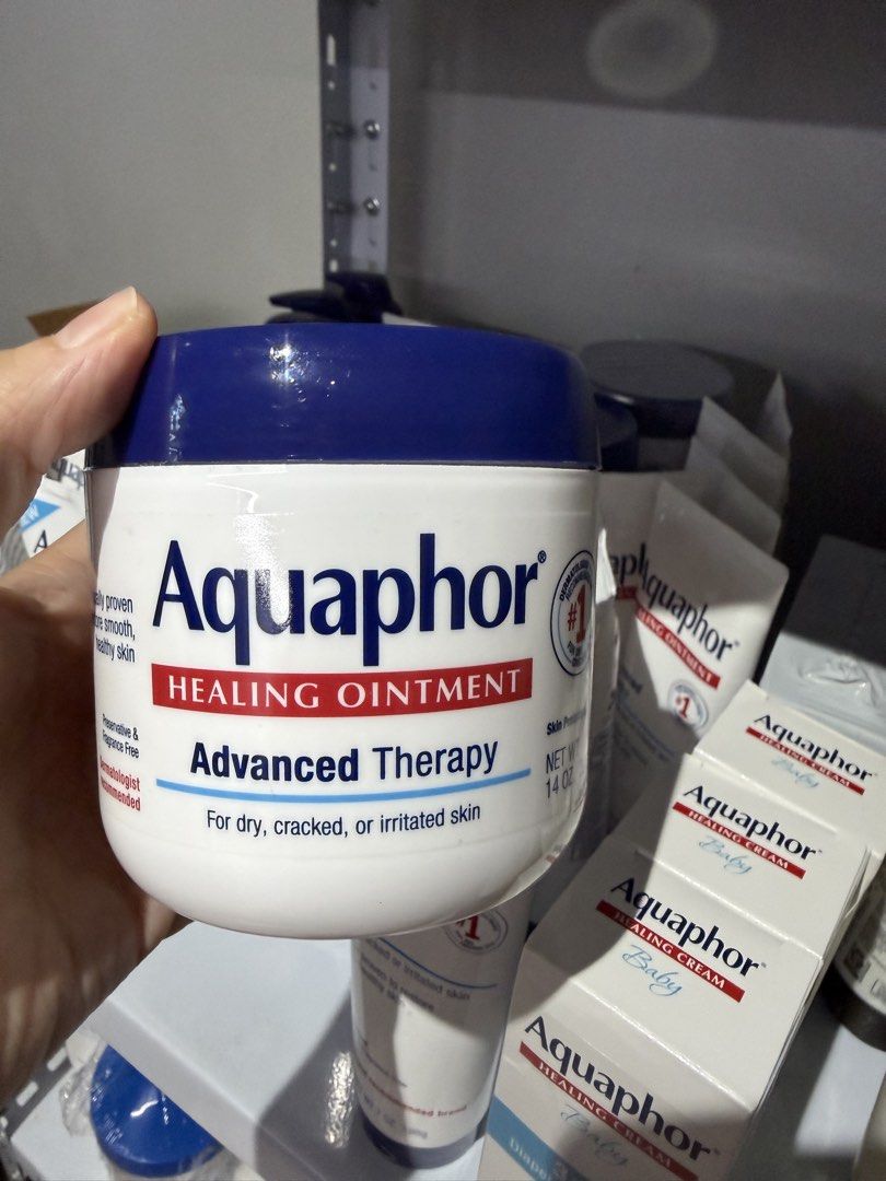 Aquaphor Healing Ointment Advanced Therapy 14 oz (Category: Body Care) located in Makati City. Submitted by playful_buddies (Listing ID 1437111347, Image 1). Description: - Aquaphor Healing Ointment - Advanced Therapy - Size: 14 oz - Expiration Date: 2027-11 - Specifically formulated for dry, cracked, or irritated skin - Provides soothing relief and promotes healing - Product is sealed for your assurance.