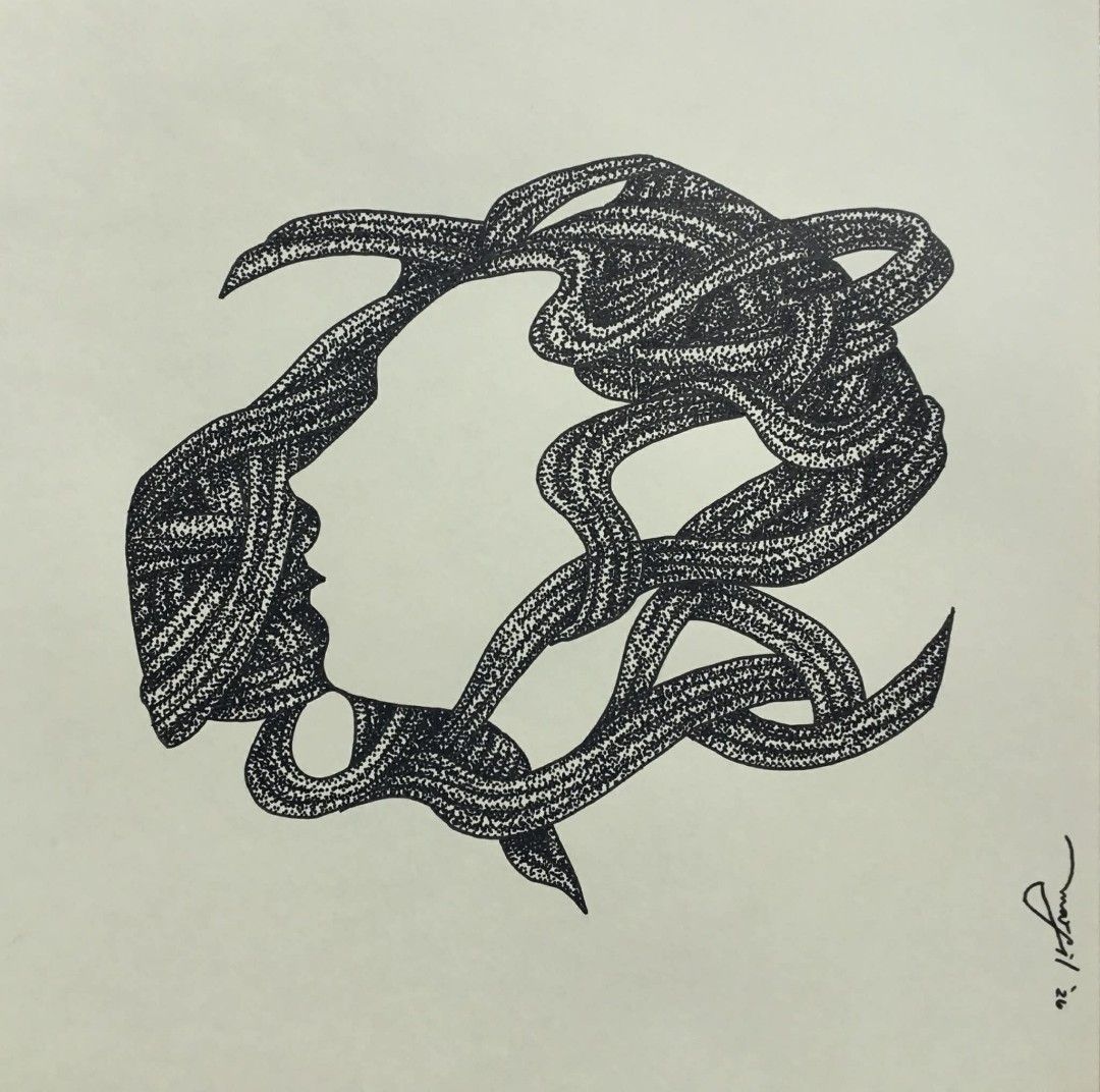 Artwork Pen and Ink ( Unframed ) " Whisperer " (Category: Art & Prints) located in Santa Rosa. Submitted by teph.l (Listing ID 1437097309, Image 1). Description: “Whisperer” Unframed Php 4,000 Medium: pen and ink on watercolor paper Size: 12 x 12 inches Ap Marfil 2026 MOP: GCASH Shipment: LBC / Lalamove Shipping fee shouldered by the buyer.