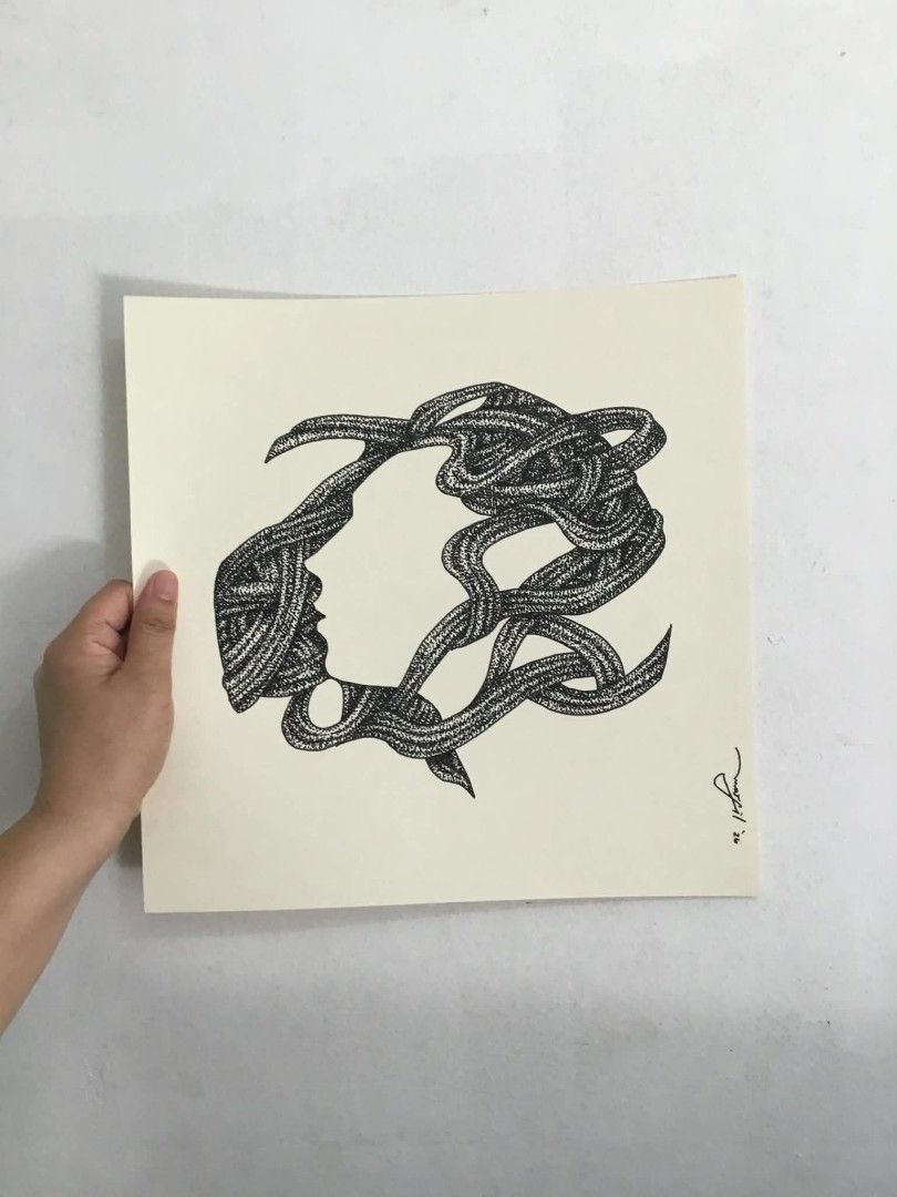 Artwork Pen and Ink ( Unframed ) " Whisperer " (Category: Art & Prints) located in Santa Rosa. Submitted by teph.l (Listing ID 1437097309, Image 2). Description: “Whisperer” Unframed Php 4,000 Medium: pen and ink on watercolor paper Size: 12 x 12 inches Ap Marfil 2026 MOP: GCASH Shipment: LBC / Lalamove Shipping fee shouldered by the buyer.
