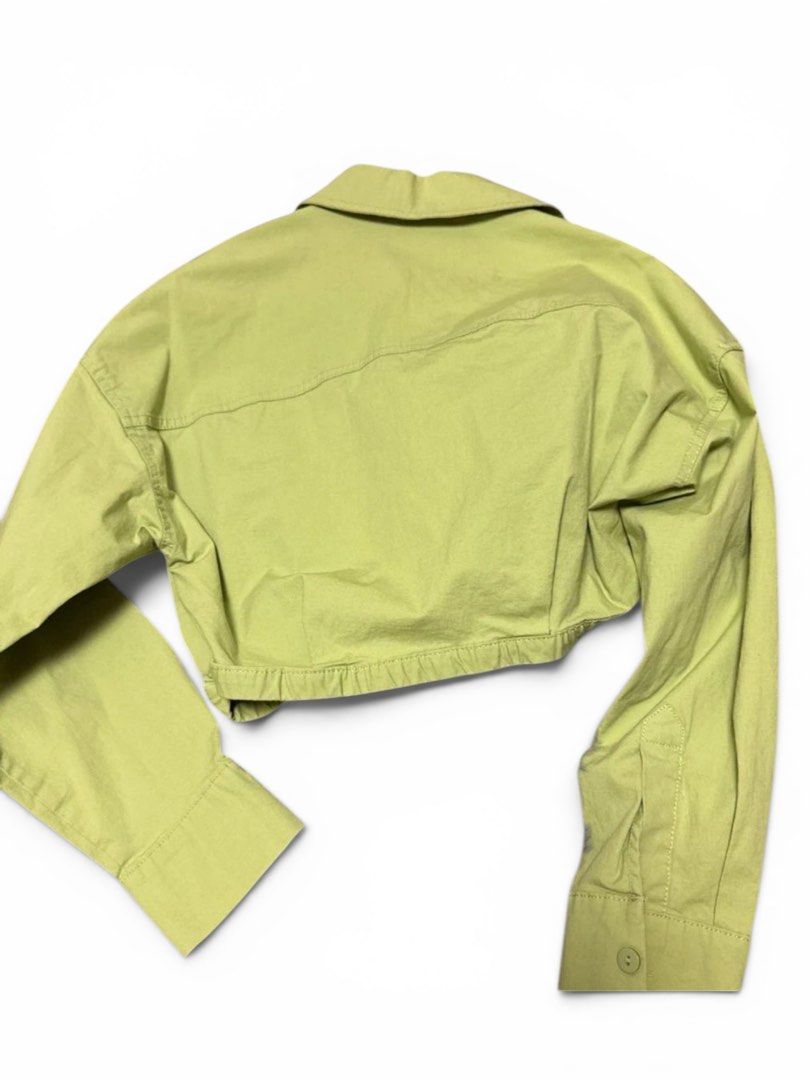Bershka lime green cropped button-down shirt (Category: Shirts) located in Santol. Submitted by lululane (Listing ID 1437105126, Image 2). Description: Authentic Used once Negotiable .