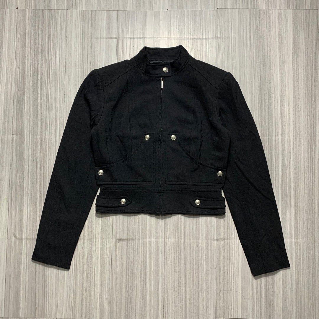 Christian Dior cropped black zip up silver buttons jacket (Category: Luxury Apparel) located in Natividad. Submitted by endsource.ph (Listing ID 1437132630, Image 1). Description: Christian Dior cropped black zip up silver buttons jacket ‎_____________ ‎Size: SMALL - Meduim women’s ‎Width : 18 ‎Length: 19 ‎Shoulder:16 ‎Sleeves:24 ‎(actual dimension) ‎______________ ‎Like New Condition ‎(use once or twice) ‎Lightly Used Condition ‎(used w/care) ‎_