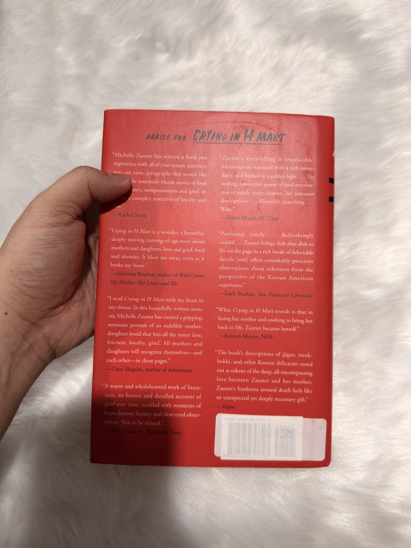 Crying in H Mart: A Memoir (Hardcover) (Category: Storybooks) located in Manila. Submitted by daddygojo (Listing ID 1437135014, Image 2). Description: - Like new - Slight foxing at the bottom - MOP: Gcash/Maya/BPI - Shipping: J&T (shouldered by buyer).