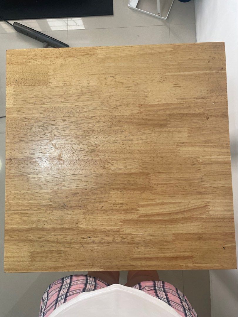 Dining Table (2 seater) (Category: Tables & Sets) located in Quezon City. Submitted by alex_bhc (Listing ID 1437077520, Image 3). Description: Selling used 2-seater dining table with visible signs of wear. No defects (hindi umuuga, no uneven legs). White legs and light-wash wood top. Price slightly negotiable, shipping care of buyer. Dimension: 60 cm*60 cm.
