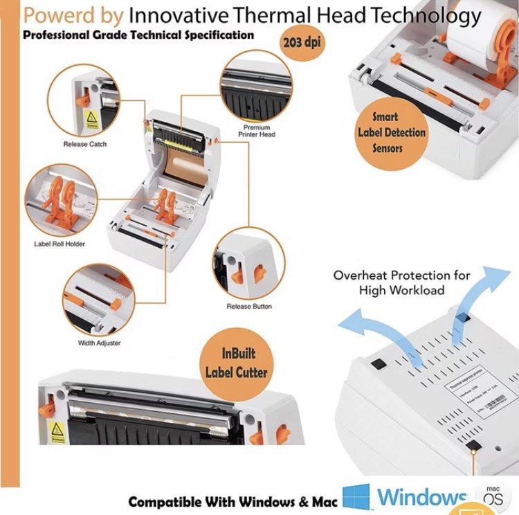Easy Label Thermal Label Printer USB+Bluetooth + Rolls450250125367070723