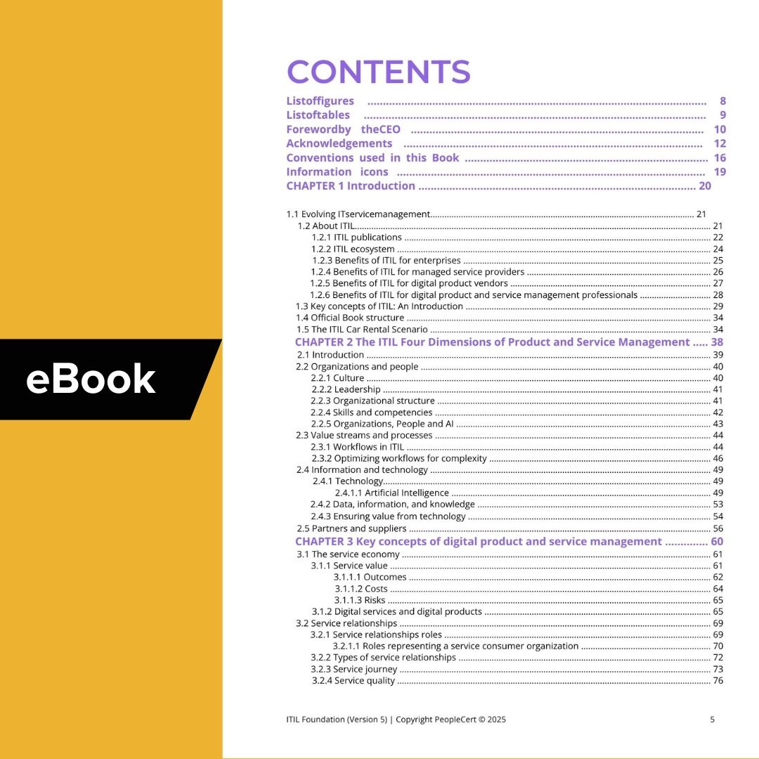 [eBook] ITIL Foundation (Version 5) Official eBook (Category: Office & Business Technology) located in Makati City. Submitted by Xerberus (Listing ID 1437091395, Image 2). Description: [eBook] ITIL Foundation (Version 5) Official eBook *Notes: - This is the official eBook version of ITIL v5. - It is a digital product. - No physical item will be shipped. - eBook will be sent to your email after payment is confirmed. *******************************