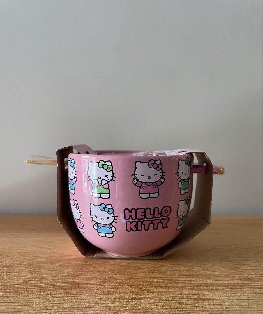 Hello Kitty Ceramic Bowl with Chopsticks (Category: Other Kitchenware & Tableware) located in Manila. Submitted by sheisdecluttering (Listing ID 1437033618, Image 1). Description: BOUGHT FROM BURLINGTON USA ORIGINAL SANRIO BRAND NEW.