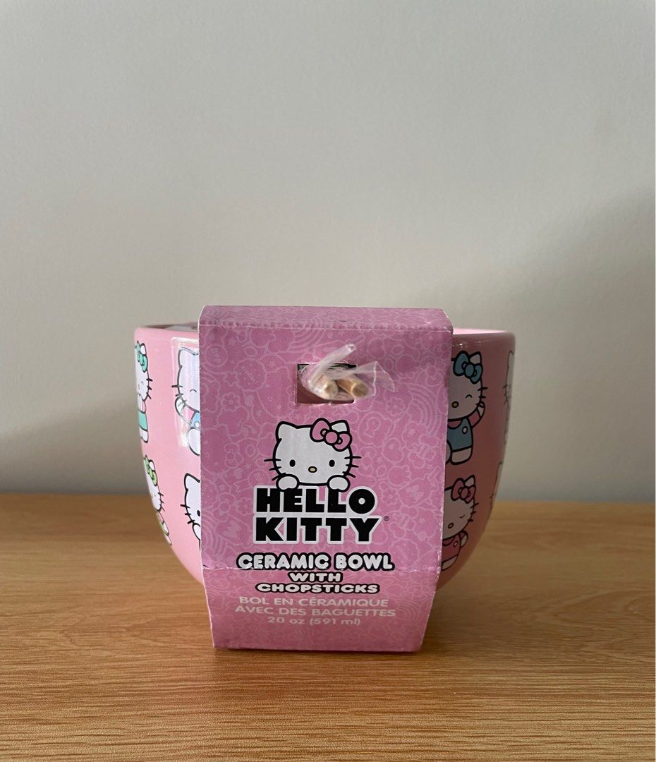 Hello Kitty Ceramic Bowl with Chopsticks (Category: Other Kitchenware & Tableware) located in Manila. Submitted by sheisdecluttering (Listing ID 1437033618, Image 2). Description: BOUGHT FROM BURLINGTON USA ORIGINAL SANRIO BRAND NEW.