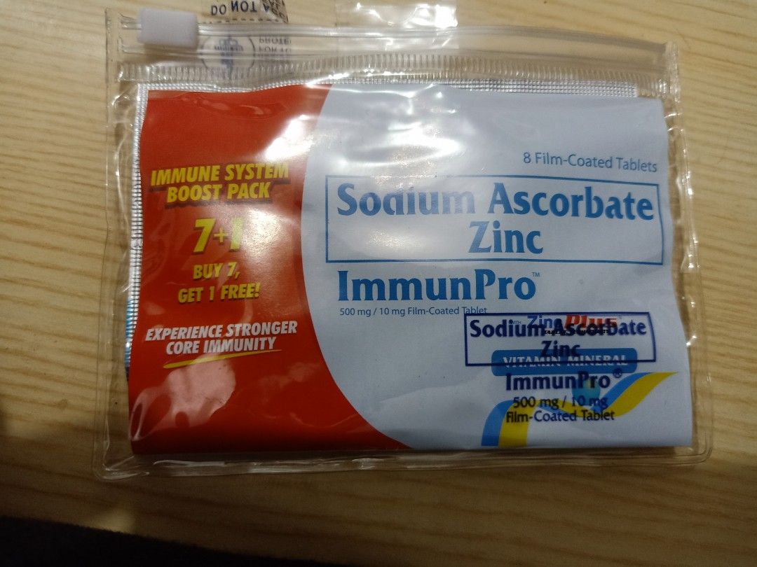 ImmunPro Sodium Ascorbate Zinc (Category: Sports & Fitness Nutrition) located in Las Pinas. Submitted by the_recycle_shop (Listing ID 1437153744, Image 1). Description: Best before may 2027.