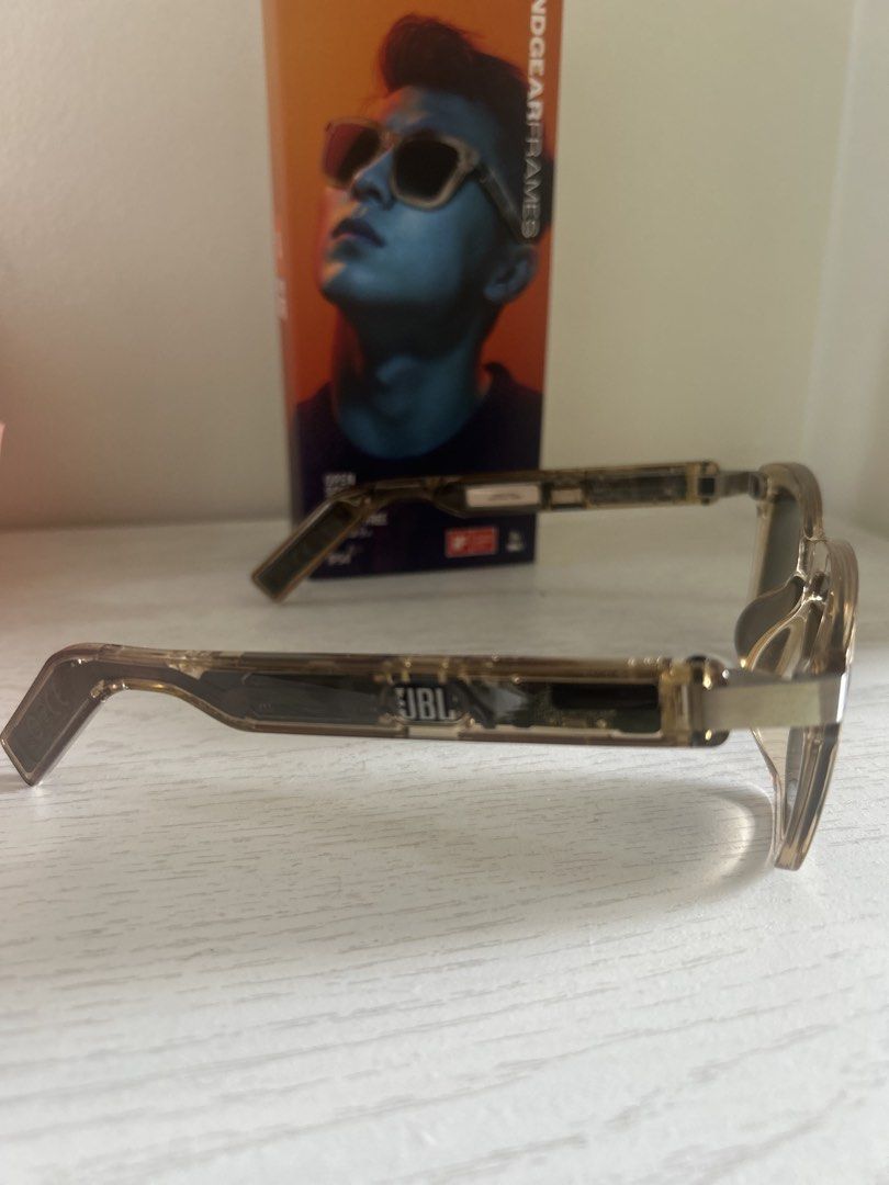 JBL Soundgear Frames (Category: Headphones & Headsets) located in Manila. Submitted by loriemar24 (Listing ID 1437037345, Image 2). Description: Slim, stylish sunglasses with JBL OpenSound technology, two mics for hands-free calls, and 8 hours of playtime Very well loved abd in oerfect condition. Including box and all inclusions (microfiber cloth, charger, instruction manual) See https://jblstore.com.ph/products/jbl-soundgear-frames?variant=40613