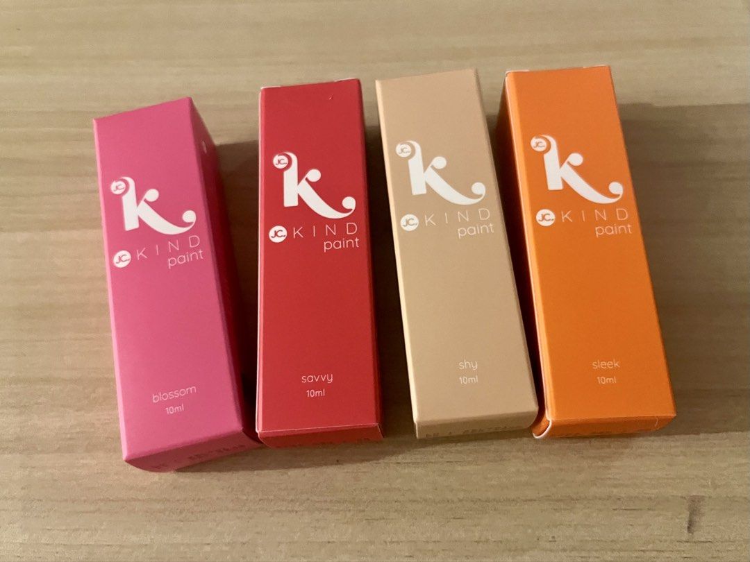 Kind Paint Cream Tint (Category: Makeup) located in Pasig City. Submitted by sgangeles (Listing ID 1437164315, Image 1). Description: - Kind Paint nail polish set - Includes four shades: Blossom, Savvy, Shy, and Sleek - Each bottle contains 10ml of polish - Brand new, in original packaging - Perfect for adding a pop of color to your nails!.