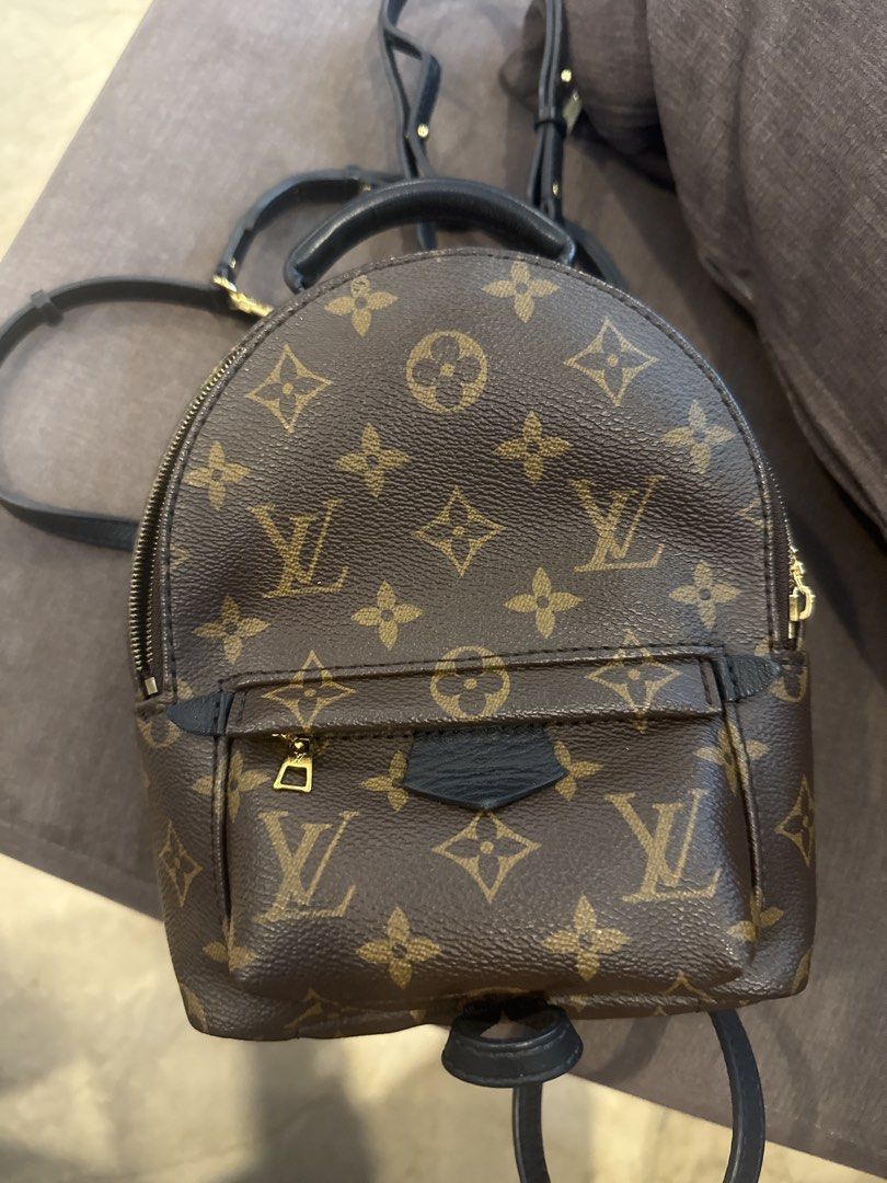 Louis Vuitton Mini Palm Springs Backpack (Category: Luxury Bags & Wallets) located in Quezon City. Submitted by erickabugia (Listing ID 1437036757, Image 1). Description: - Authentic Louis Vuitton Mini Palm Springs Backpack - Classic monogram canvas - Top handle and adjustable shoulder straps - Front zipped pocket - Gold-tone hardware - Zip closure - Lined interior - Perfect for everyday use.