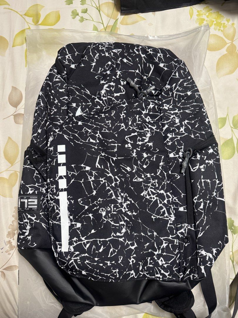 Nike Elite Pro Backpack (Category: Backpacks) located in Valenzuela. Submitted by fairythrift (Listing ID 1437118679, Image 1). Description: - Nike Elite Pro Backpack - Black and white pattern - Multiple compartments (main, side pockets) - Padded back for comfort - New and unused - Includes Nike tag.