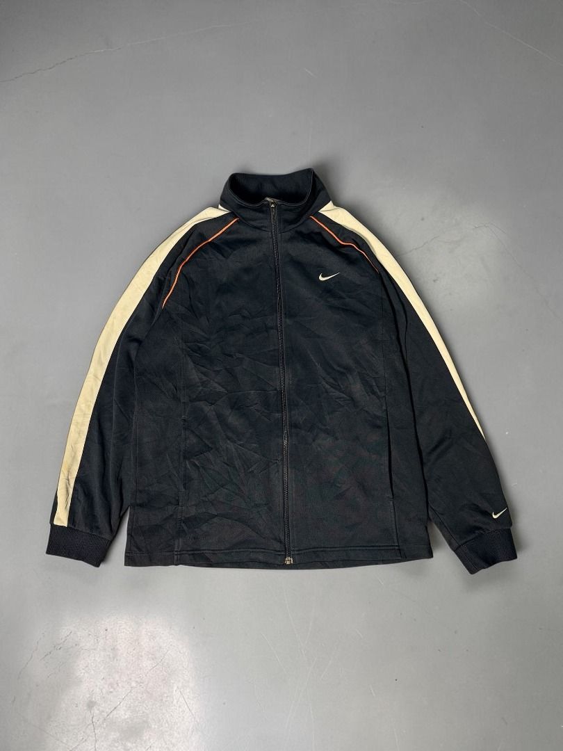 Nike Track Jacket Black (Category: Coats, Jackets and Outerwear) located in Manila. Submitted by playingros58430 (Listing ID 1437113411, Image 1). Description: Vintage 00s Nike piping track jacket Excellent Condition Color rate: 10/10 Issue: None Mine: 500 Size: Fits M-L.