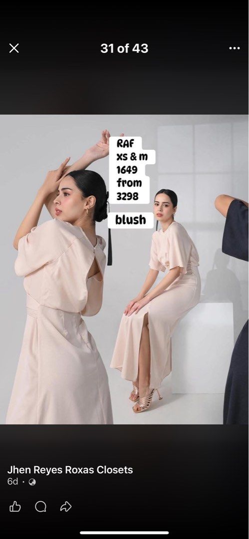 Plains and Prints/ RAF Blush Dress (Category: Dresses) located in Quezon City. Submitted by joyful05 (Listing ID 1437093308, Image 1). Description: - RAF blush dress - size medium - Stylish design with a slit - Perfect for special occasions - Now: ₱1649 (Original price: ₱3298).