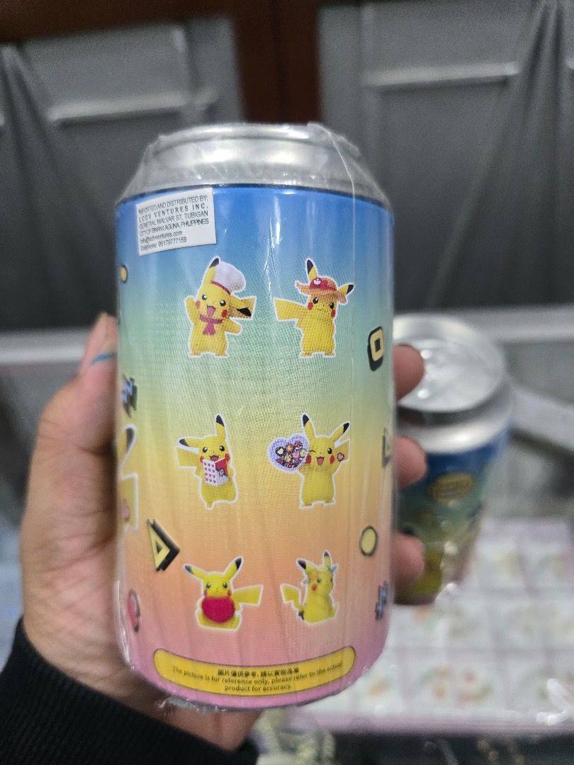 Pokémon Days Pikachu Figures (Category: Figurines & Statues) located in Santa Rosa. Submitted by dlsud0708 (Listing ID 1437032134, Image 2). Description: These are Pokémon Days Pikachu Figures packaged in collectible soda cans. Product Type: These are blind box figures designed for collectors, featuring different themed Pikachu designs. Collection Details: There are a total of six different styles to collect, including designs like "Bonbon," "Str