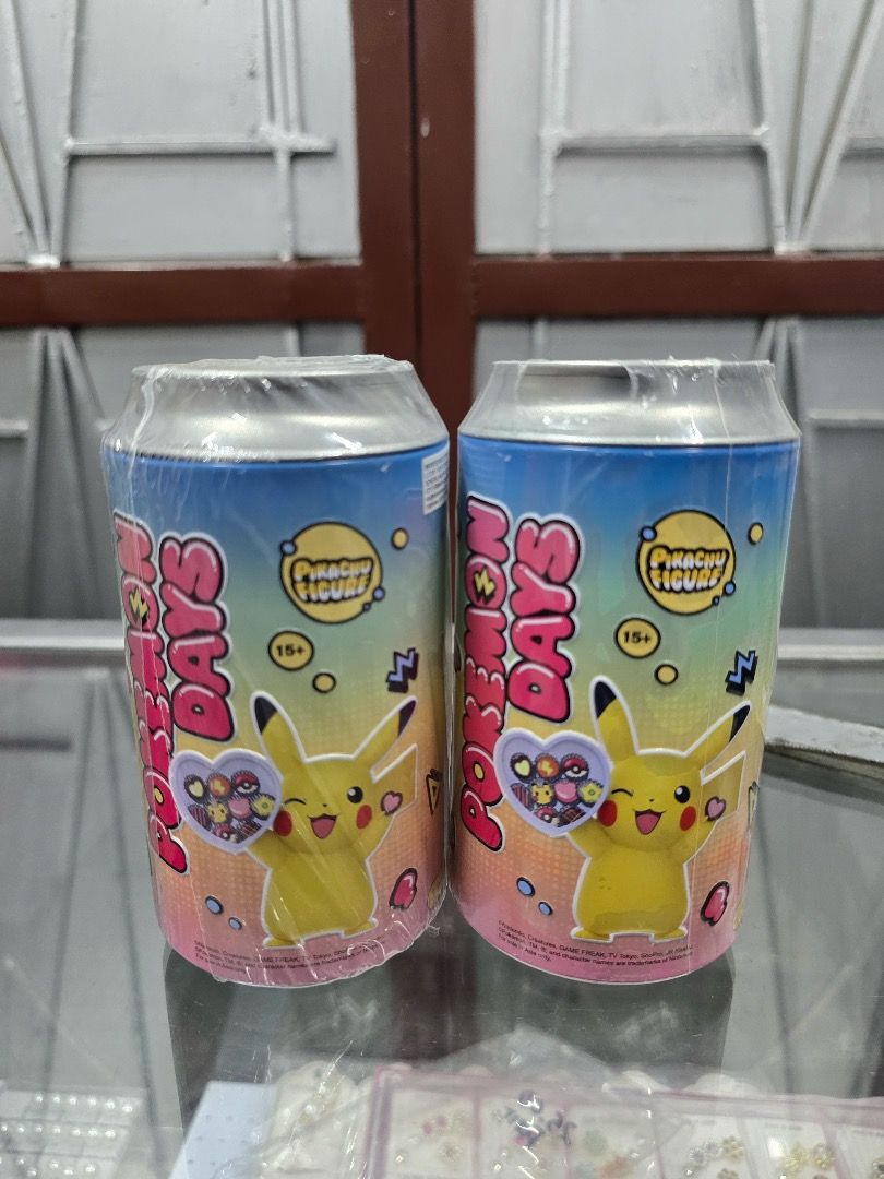 Pokémon Days Pikachu Figures (Category: Figurines & Statues) located in Santa Rosa. Submitted by dlsud0708 (Listing ID 1437032134, Image 1). Description: These are Pokémon Days Pikachu Figures packaged in collectible soda cans. Product Type: These are blind box figures designed for collectors, featuring different themed Pikachu designs. Collection Details: There are a total of six different styles to collect, including designs like "Bonbon," "Str