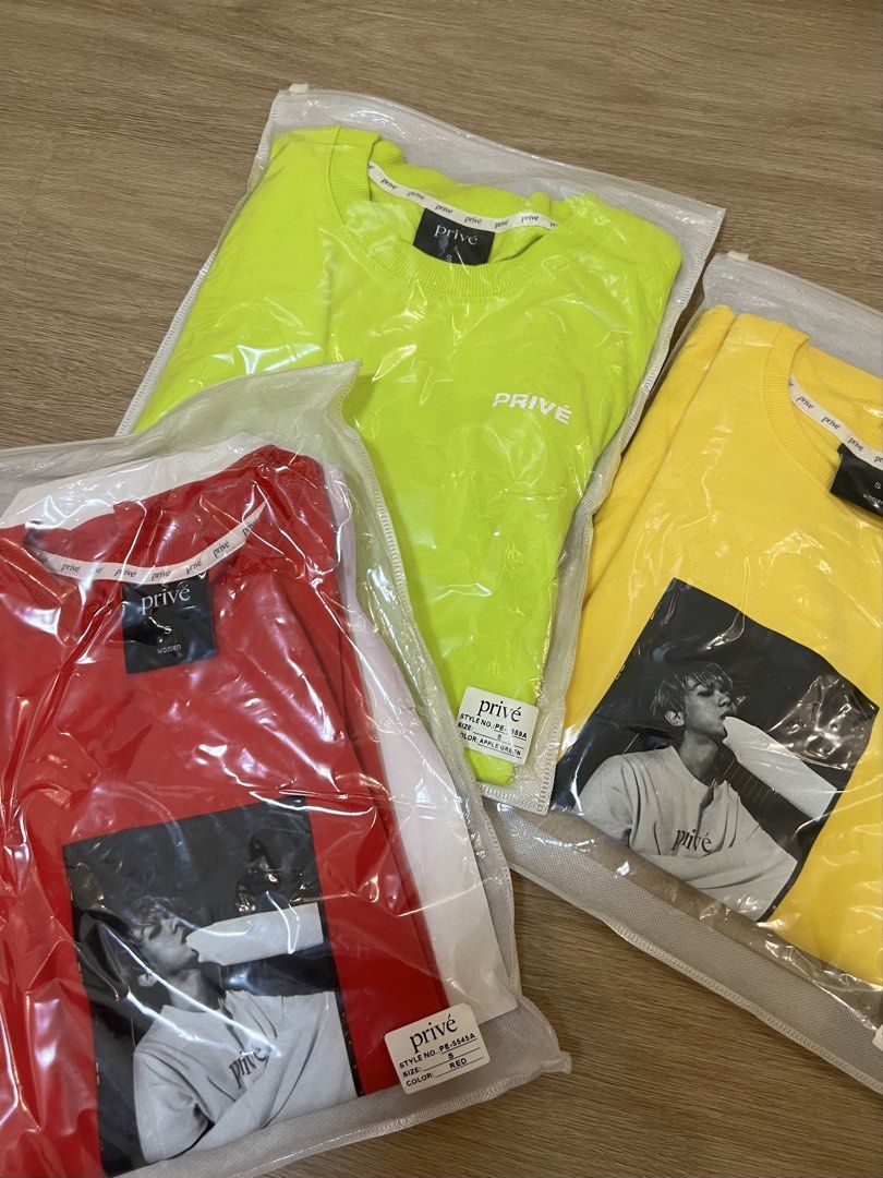 Privé Alliance Selca Tee and Contax Tee (Category: Shirts) located in Manila. Submitted by ppunch (Listing ID 1437074042, Image 1). Description: - 650 each; 1600 take all - Privé Alliance Selca Tees - Available Colors: Yellow, Red, Lime Green - Features: Black and white image (yellow and red shirts), Brand name print (lime green shirt) - Sleeve Type: Short sleeves.
