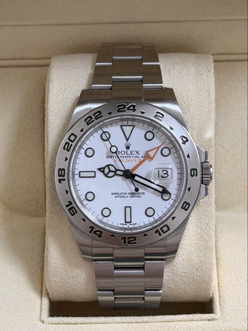 Rolex Explorer II Polar (Category: Luxury Watches) located in Manila. Submitted by rhyswatchph (Listing ID 1414579526, Image 1). Description: Rolex Explorer 2 Polar 42mm 216570 Full set 2018 Condition 9.8/10 San Juan City / New Manila QC.