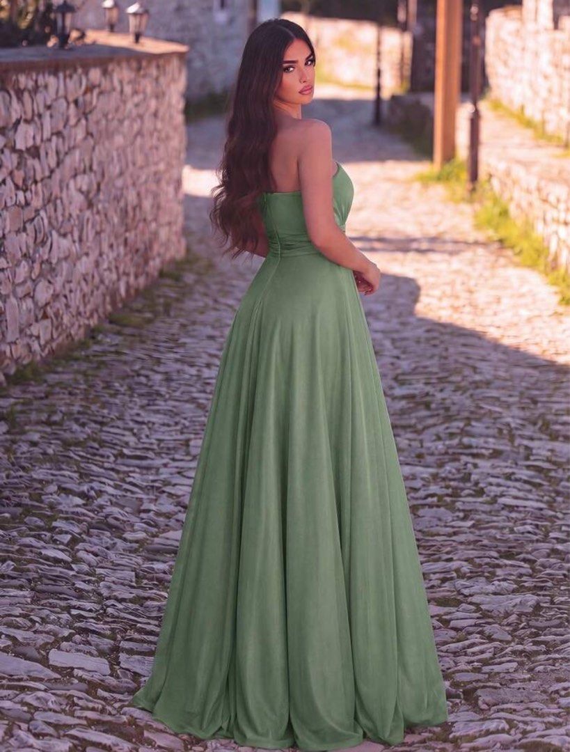 Sage Green One-Shoulder Maxi Dress (Category: Dresses) located in Pasig City. Submitted by nixtn (Listing ID 1437169461, Image 3). Description: WORN ONCE - Sage green maxi dress - One-shoulder design - Fitted bodice and defined waist - Floor-length skirt - Lightweight, flowing fabric - Ideal for formal events and special occasions.
