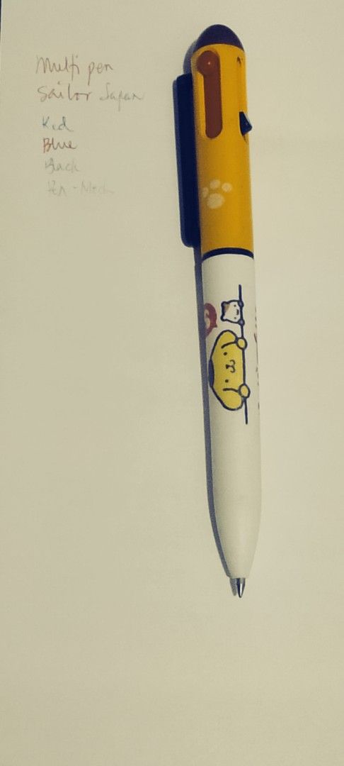 Sailor Pen Pomporin Multi-pen (Category: Stationery & School Supplies) located in Santa Rosa. Submitted by animemerchcollection (Listing ID 1437029083, Image 2). Description: - Sailor Pen Pomporin multi-pen - Brand: Sailor Japan - Ink colors: Red, Blue, Black, HA-Mei - Features a cute design.