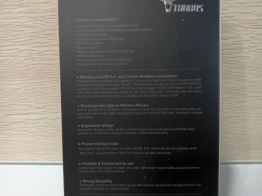 Taurus Wireless Mouse - Rechargeable, Dual Mode450360970335365121