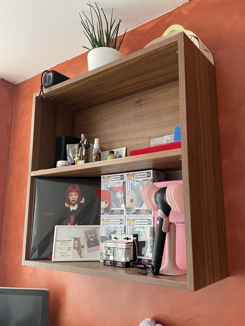 Wooden Vanity Table with Drawer an Hanging Shelf (Category: Tables & Sets) located in Pasay City. Submitted by giggiii (Listing ID 1434062606, Image 3). Description: Selling this custom-built wooden desk with drawer and hanging shelf. Perfect for small spaces, work-from-home setup, or vanity use. *Stool not included* • Custom-made piece • Used for about 2.5 years • Good condition • Smooth and spacious drawer with soft close mechanism • Clean wood