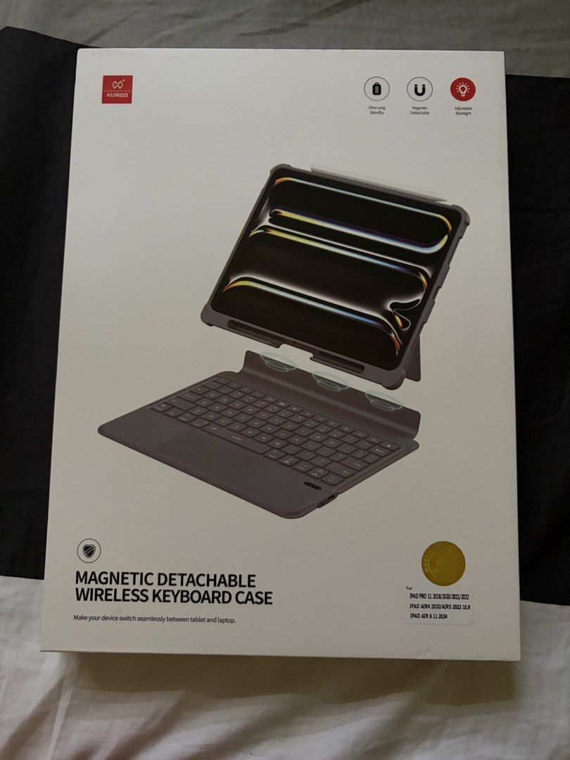 XUNDD Magnetic Detacheable Wireless Keyboard Case (Category: Cases & Sleeves) located in Rizal. Submitted by acevil (Listing ID 1437037774, Image 1). Description: Slightly used. For sale Php 2,500 (Negotiable) Compatible with Ipad Air 11” , Ipad Pro 11”.