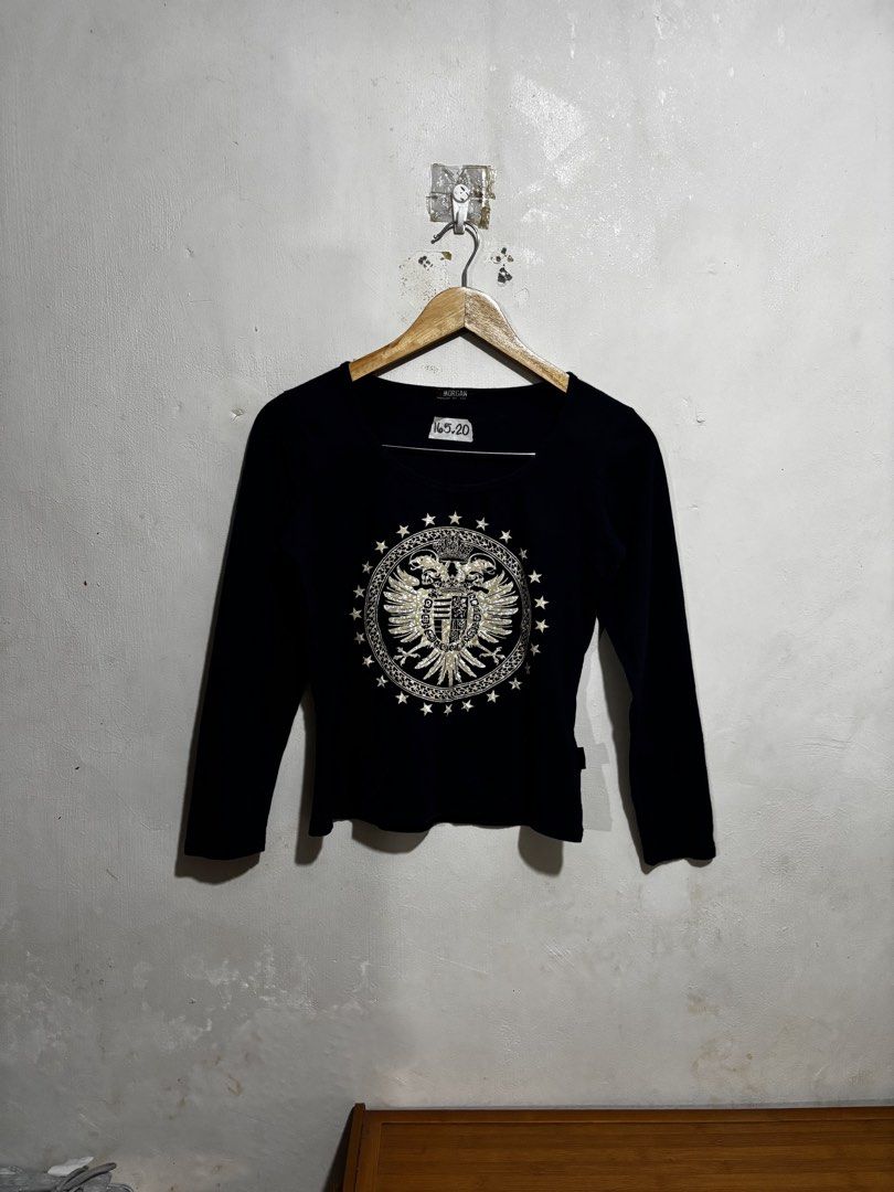 Y2K Morgan de Toi x Just Cavali (Category: Longsleeves) located in Calamba. Submitted by sinauna. (Listing ID 1437069604, Image 1). Description: WTS: y2k Morgan de Toi x Just Cavali Condition/Issues: (Note: Item’s not faded. Color may vary due to lighting) Dimension: 16.5x20 Size on tag: xxxxx Price: Mine - 699+SF Plus shipping fee! Free shipping if you purchase more than 3 items. Also, I can give you a discount in my previous listings so check i