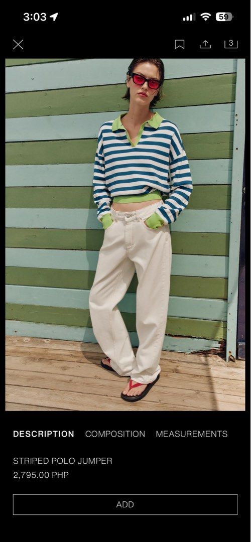 Zara Striped Sweatshirt (Category: Others Tops) located in Quezon City. Submitted by coffeeandcodals (Listing ID 1437201699, Image 2). Description: 💗 used once 💗 negotiable🐱 💗 Medium 💗 The lines are in color navy blue and white, and apple green yung collar ( hehe cute sya ) 💗 Thick material pero i was able to used it comfortably outside kahit walang aircon .