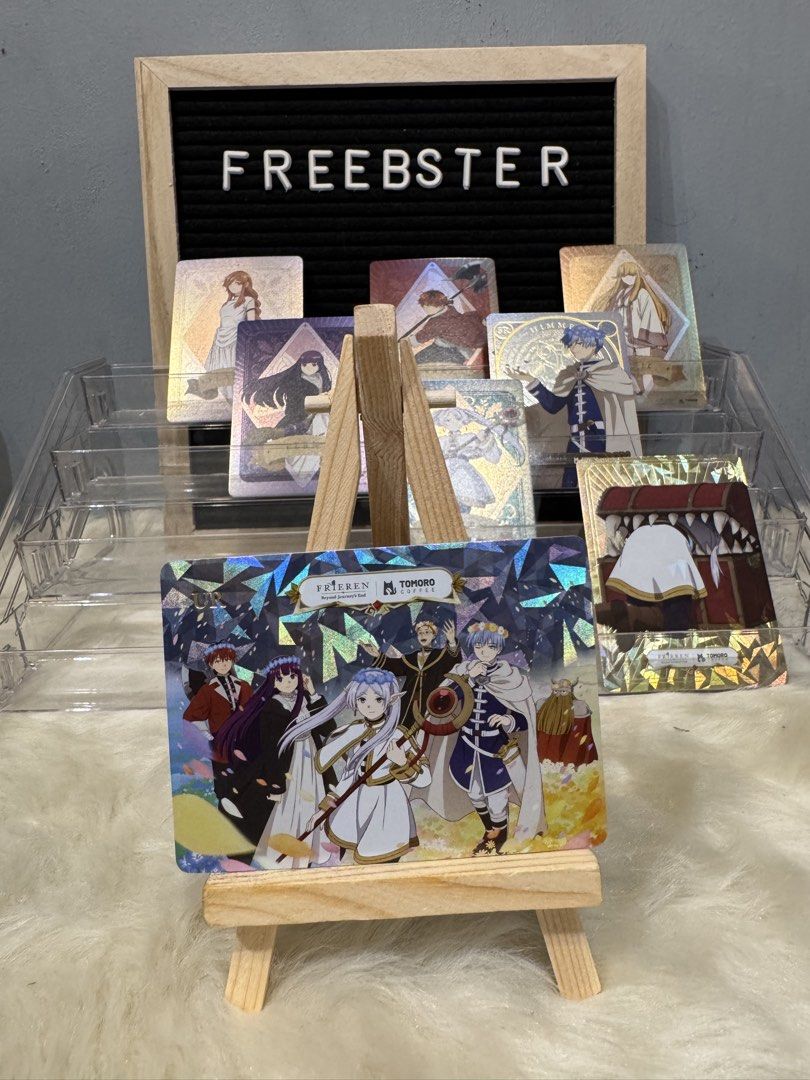[100% ORIGINAL] Frieren x Tomoro Coffee (Tomoro Frieren Cards) Frieren Trading Cards (Category: Toys & Games) located in Makati City. Submitted by freebster (Listing ID 1437388803, Image 3). Description: 200 each : COMMON 300 each : SPECIAL RARE 450 each : ULTRA RARE.