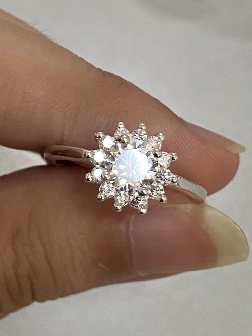 925 Italy Silver Ring with Clear Stone 2.7g (Category: Rings) located in Manila. Submitted by metaleaaaa (Listing ID 1437271869, Image 2). Description: - Price depends on size / weight - Silver ring with a clear central stone. - Features a floral or starburst design. - Adorned with smaller surrounding stones. - Polished silver band. - Suitable for everyday wear or special occasions..