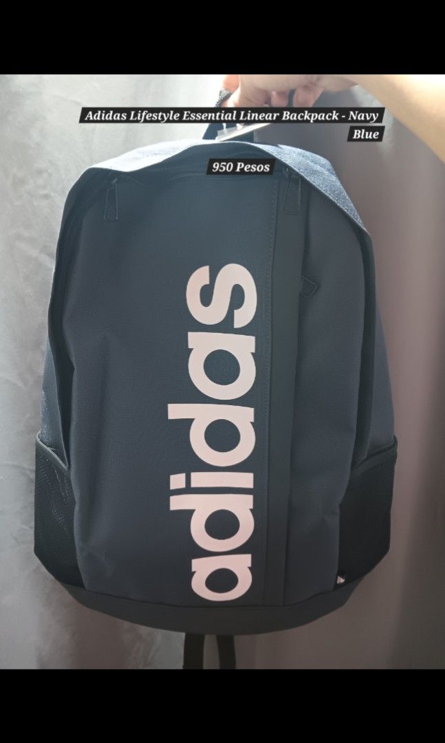 Adidas Lifestyle Essential Linear Backpack - Navy Blue (Category: Backpacks) located in Manila. Submitted by roshisneakerhouse (Listing ID 1436621600, Image 1). Description: - Adidas Lifestyle Essential Linear Backpack - Color: Navy Blue - Features: - Main compartment - Side mesh pocket - Adjustable straps - Adidas logo - Dimensions: 22.5L x 14cm x 26.5cm x 46cm - Perfect for everyday use Brandnew with tag/101% Original Courier:Lalamove/Grab Expr