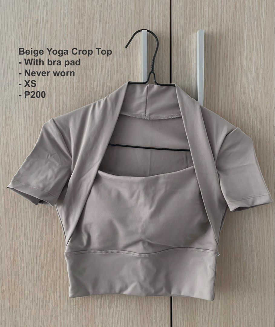 Beige Yoga Crop Top XS (Category: Others Tops) located in Manila. Submitted by hellonuggy (Listing ID 1437332196, Image 1). Description: - Beige XS yoga crop top - Includes bra pads - Ideal for yoga and other activities - Never worn.