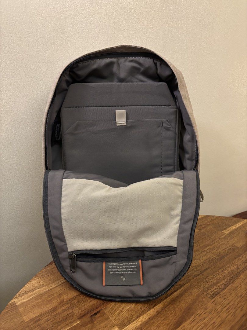 Bellroy Classic Compact Backpack in Saltbush (Category: Backpacks) located in Makati City. Submitted by disrepair (Listing ID 1437307958, Image 2). Description: Designated sleeve fits a 13” laptop Scaled-down size, for smaller frames or shorter days Quick-access front zip pocket, with built-in key clip Internal mesh zip pocket for valuables Padded iPad / A5 document sleeve Water-resistant, soft-lined sunglasses pocket on top Contoured, rolled-edg