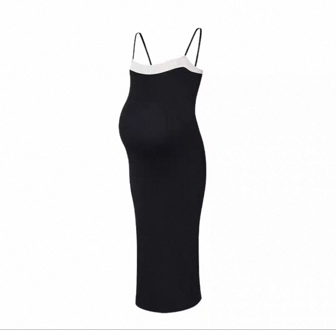 Black ( Maternity)Dress with White Trim, Women's Fashion, Dresses & Sets,  Dresses on Carousell