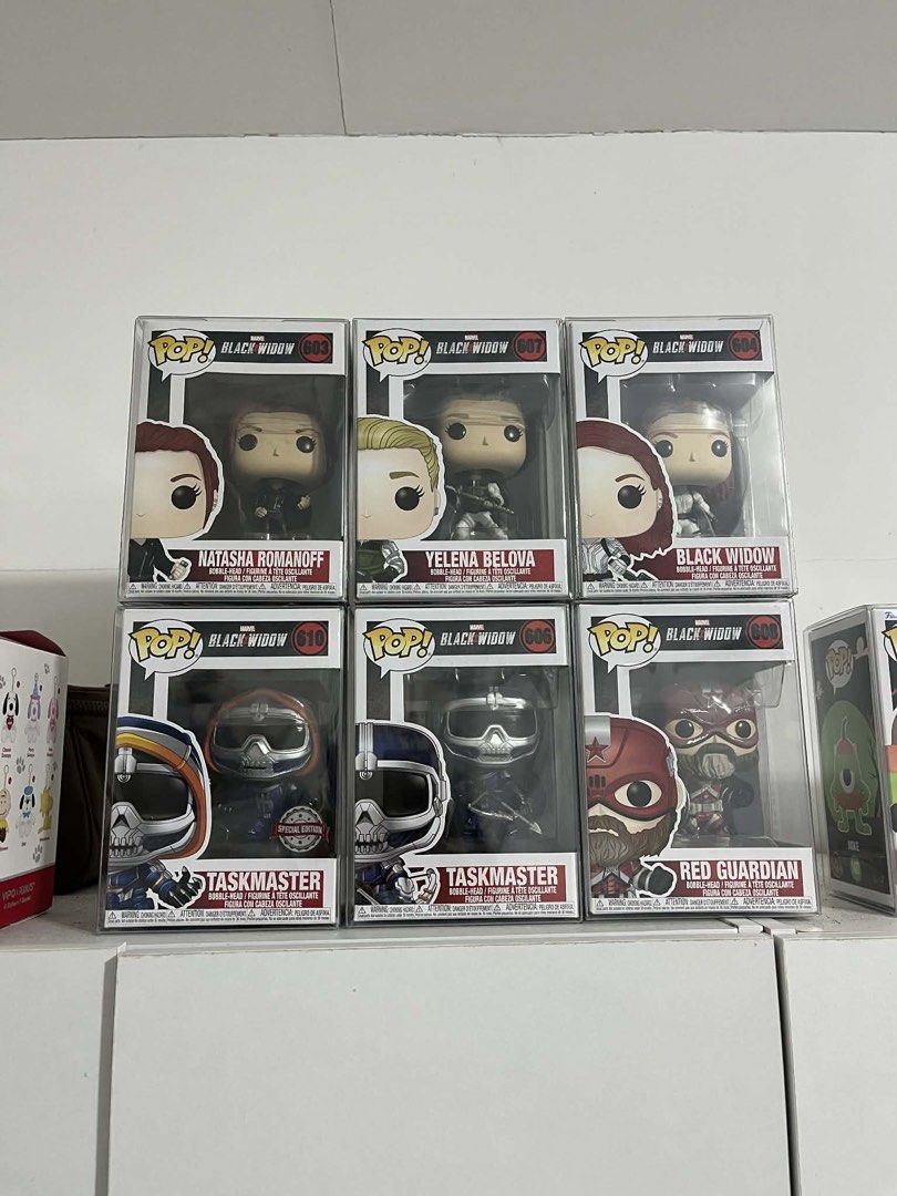 Black Widow Complete Set Funko Pops with Protectors (Category: Designer & Blind Box Toys) located in Marikina City. Submitted by eboktnayrb (Listing ID 1437340364, Image 1). Description: Complete Set with Protectors Box Condition: 8-9.5/10 ₱2,799 negotiable.