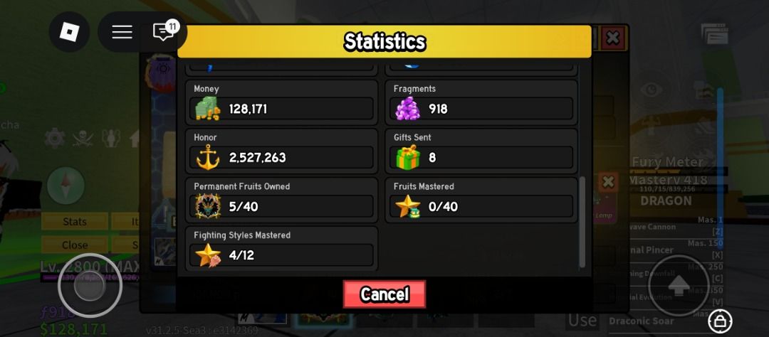 Blox Fruits Account - Level 2800 (Category: In-Game Products) located in Caloocan City. Submitted by void23 (Listing ID 1437393087, Image 3). Description: - Level 2800 Blox Fruits Account - 10/11 Fighting Styles Unlocked - 38/46 Swords Unlocked - Bounty: 5,283,666 - Fruit Inventory: Venom, Shadow, Quake, Phoenix, Pain, Blizzard - Account Created: November 1, 2022 - Contact me for more information!.
