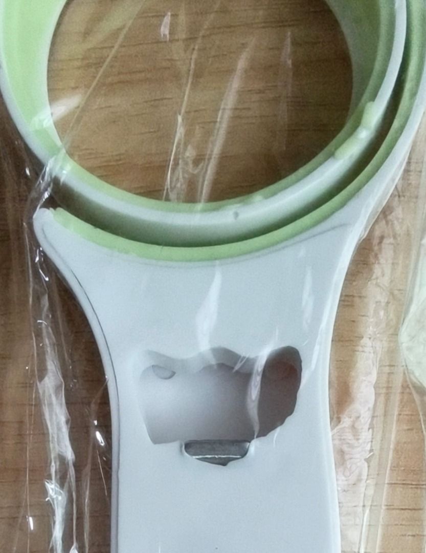 [Brand New!] 3-in-1 Multi-Functional Jar and Bottle Opener (Category: Other Kitchenware & Tableware) located in Singapore. Submitted by xuanc7 (Listing ID 1437343554, Image 3). Description: - This versatile kitchen tool features an adjustable silicone-lined ring to securely grip and open jars of various sizes. - It includes a built-in bottle opener for popping caps off beer and soda bottles. - A small hook at the tip is designed to lift and pull 