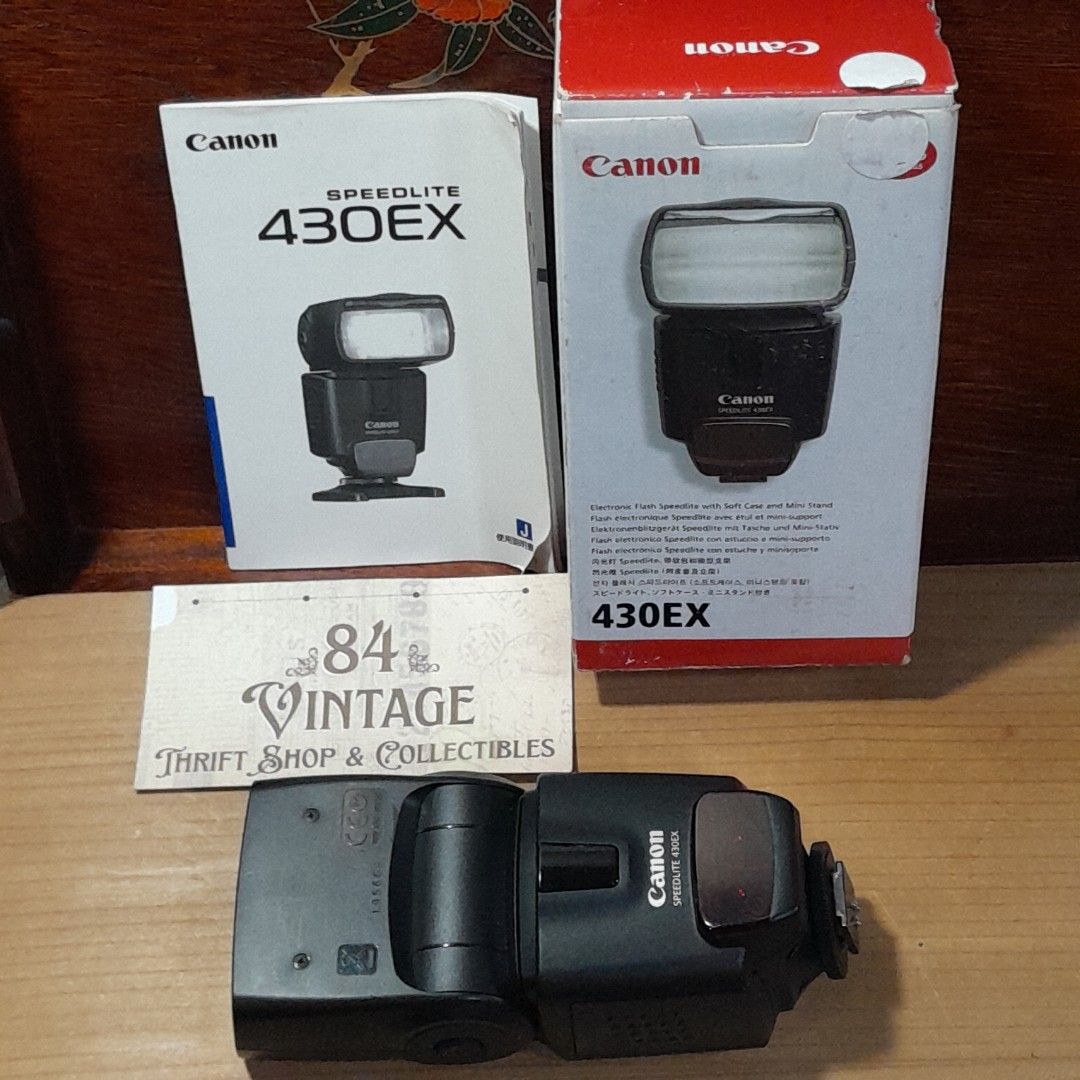 Canon Speedlight 430EX (Category: Cameras) located in Las Pinas. Submitted by 84vintage (Listing ID 1437371312, Image 1). Description: Actual photos posted. Please examine them carefully as they are part of the description. --📌 MUST READ Before Dealing with us 📌-- ⚠️Price is posted. No lowballs please. ⚠️Vintage items are only sold As Is Where Is. If you want new items without any flaws, you can buy at the mall. Please manage your expectations.