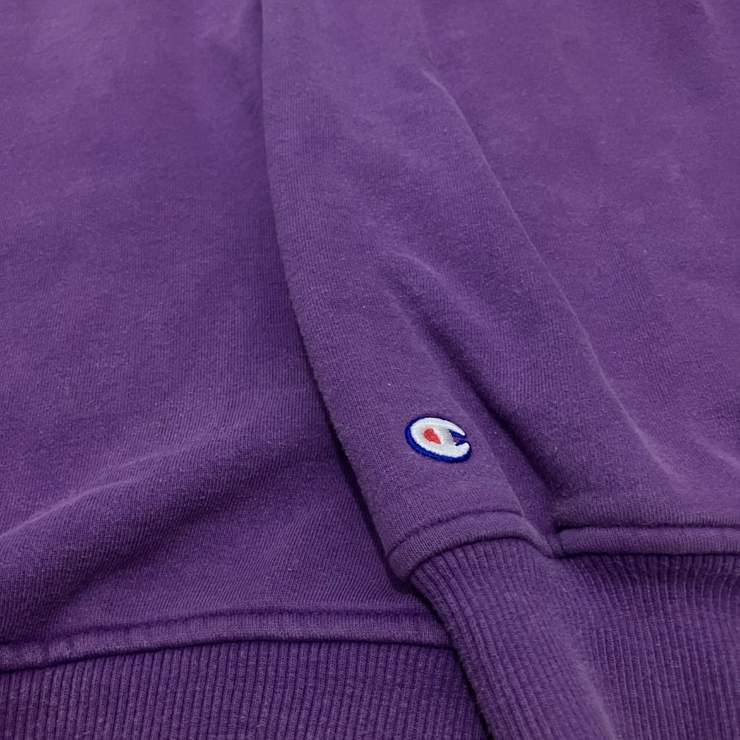 Champion Early 2000s Purple Sweatshirt (Category: Coats, Jackets and Outerwear) located in Manila. Submitted by own.desire (Listing ID 1437390467, Image 3). Description: Champion Early 2000s Purple Sweatshirt Size on tag: XXL *Size on tape Width: 27" Length: 29" Flaws: none Price: 980.