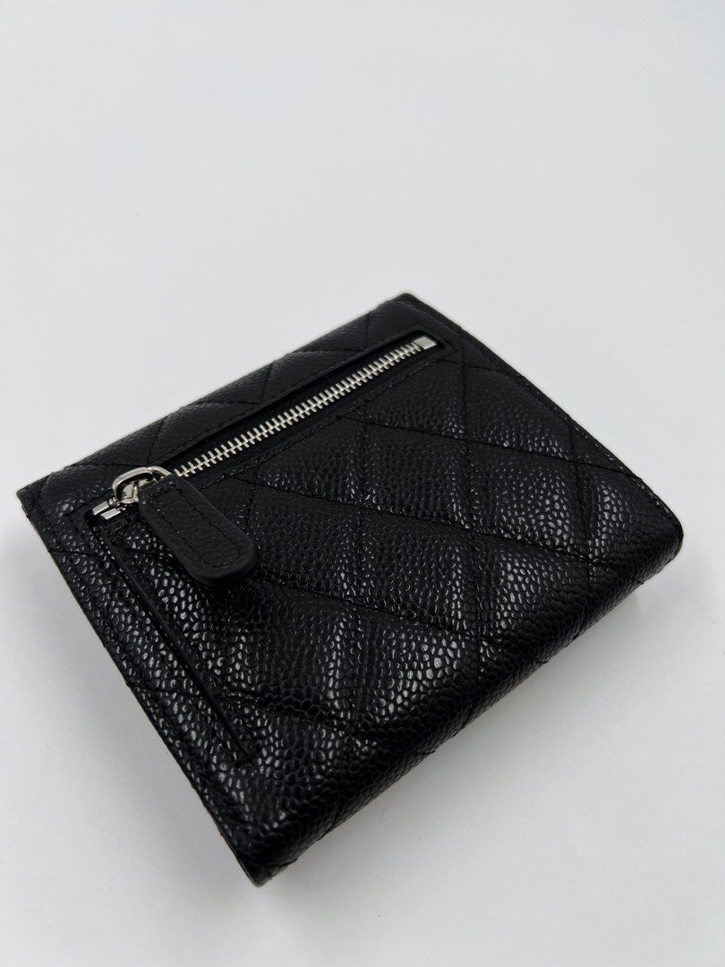 ⚜️Chanel ⋆˚✿ Trifold Wallet - Silver hardware (Category: Luxury Bags & Wallets) located in Makati City. Submitted by 90sangel (Listing ID 1365111024, Image 3). Description: •Item: Chanel Black (SHW) Quilted Caviar Leather Classic Wallet ⚜️🖤 •Size: Small •Condition: Pristine! Giftable. one last stock, japan onhand. *Made for everyday use, it has multiple slots and compartments 🪪💳for you to neatly arrange your daily necessities. ⚜️🤍 *Very hard 