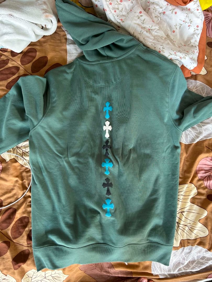 Chrome Hearts (Category: Coats, Jackets and Outerwear) located in Caloocan City. Submitted by ralphivanbunag (Listing ID 1437230673, Image 3). Description: CHROME HEARTS GREEN HOODIE • SIZE M 🟢 🔥 Premium Luxury Streetwear — Like New Condition! 🔥 ✅ Size: Medium (Relaxed fit) ✅ Material: 100% thick premium cotton — soft, comfy, & durable ✅ Details: Original logo + signature cross patches (blue/white/black) ✅ Color: Dark Green — sleek & easy to m