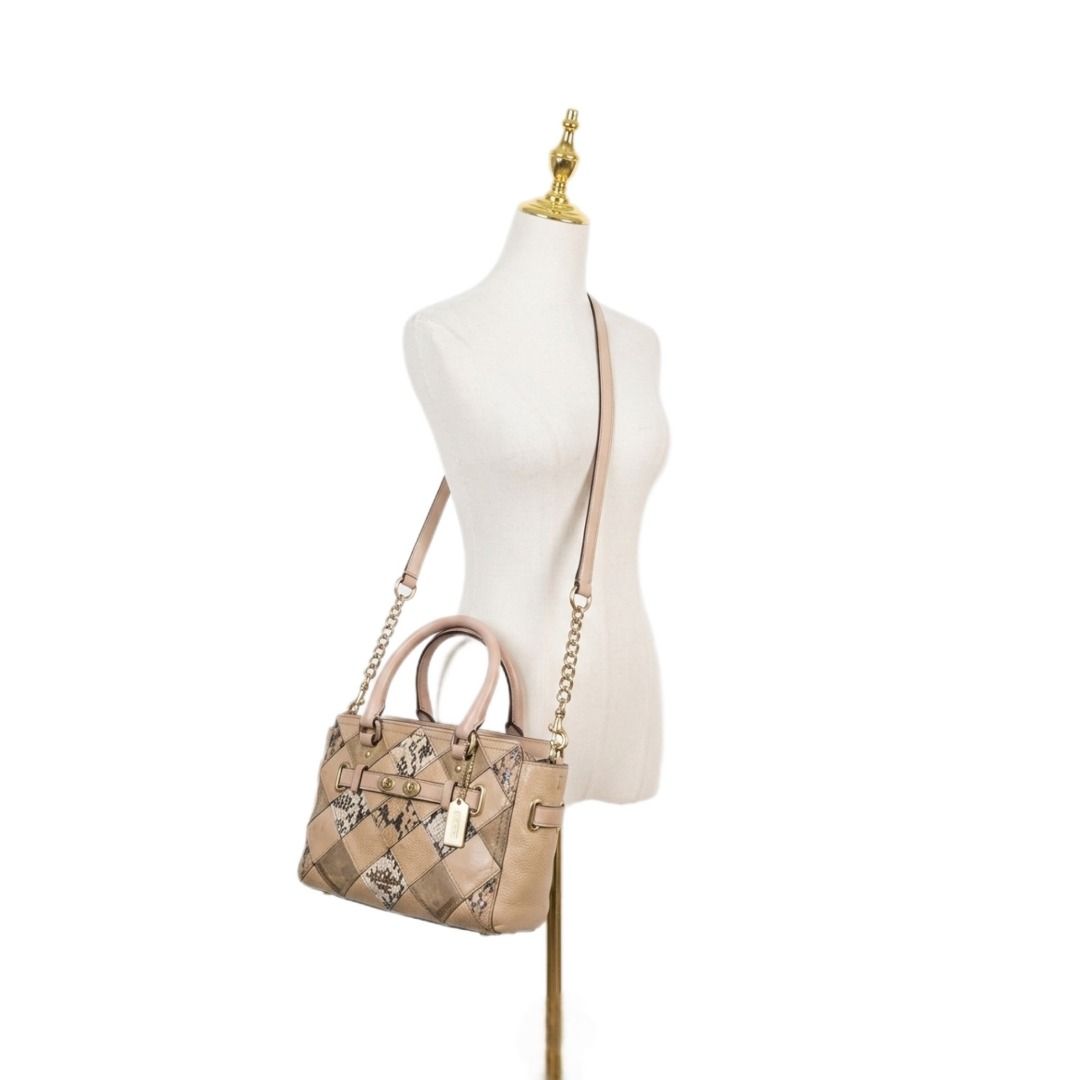 Coach Mini Blake Carryall in Snake Embrossed Patchwork Leather (Category: Luxury Bags & Wallets) located in Manila. Submitted by couture_cache (Listing ID 1437291226, Image 1). Description: Needed to spa! Yung sling replaced and repainted pero still from coach brand expect the hardware within below of the sling strap. Yung creed washed-off so I cannot read the model number anymore! YKK zippers! Selling for reasonable price so manage your expectat