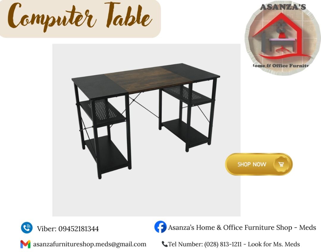 COMPUTER TABLE (Category: Other Home Furniture) located in Quezon City. Submitted by asanzameds.1995 (Listing ID 1437237667, Image 3). Description: ASANZA'S HOME & OFFICE FURNITURE SHOP🪑 is a manufacturer and supplier of Office and Home Furniture.✅ COMPUTER TABLE ✨ We Supply: ✨Modular Office Partition/Cubicle/Workstation ✨Toilet Partition and Urinal Partition ✨Office Table: Executive Office Table / Freestanding Table ✨Conference Table ✨Pantry Ta